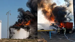 Черный дым и открытое пламя: появились кадры пожара на месторождении в Мангистау