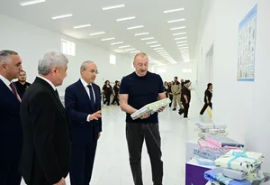 Президент Ильхам Алиев принял участие в открытии ООО «Карабахский текстильный дом» в Ходжалы (ФОТО)