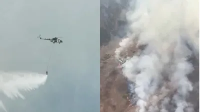 Пожар в горах Жетысу тушат с воздуха - видео