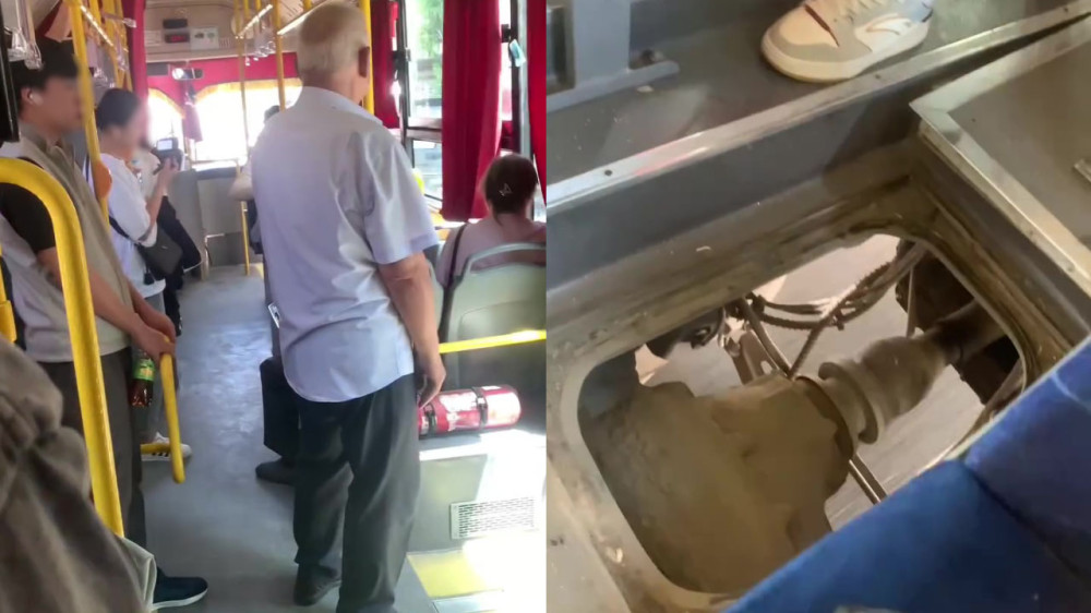 Автобус с дырой в полу сняли на видео в Шымкенте