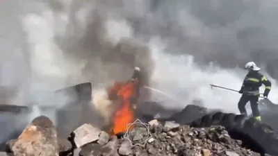 Крупный пожар произошёл в Шымкенте - видео